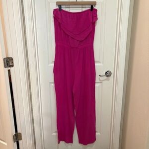 Vintage Avon Fashions Hot Pink Sleeveless Tube‎ Top Jumpsuit Size L